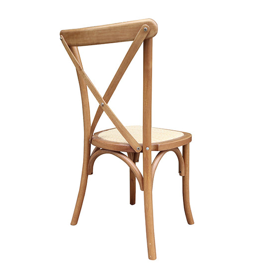 Cross-back Chair in light Oak with Rattan Seat