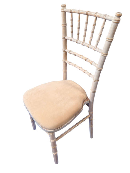 Chiavari Limewash Chair with Ivory Seat Pad