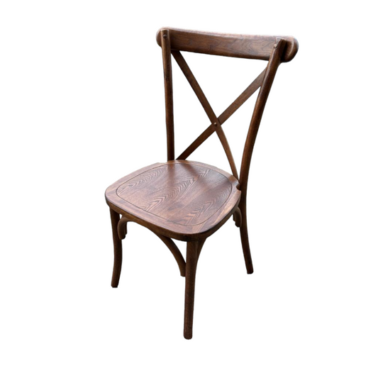 Cross-back chair in dark oak with solid seat