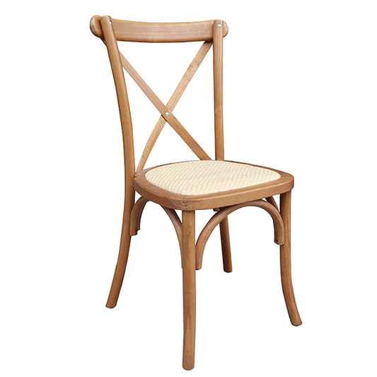 Cross-back Chair in light Oak with Rattan Seat