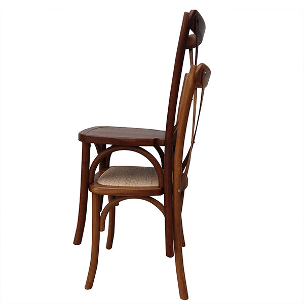Cross-back chair in dark oak with solid seat
